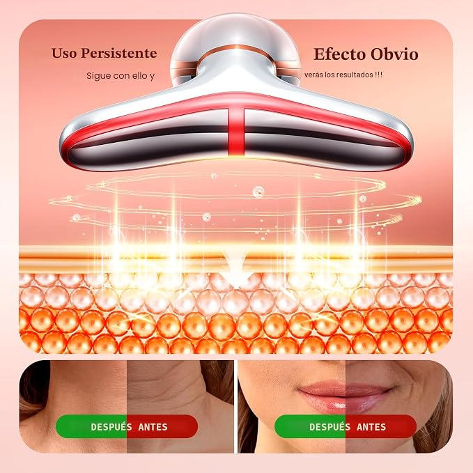 Masajeador Facial y Cuello LED 7 Colores Antiarrugas Reafirmante