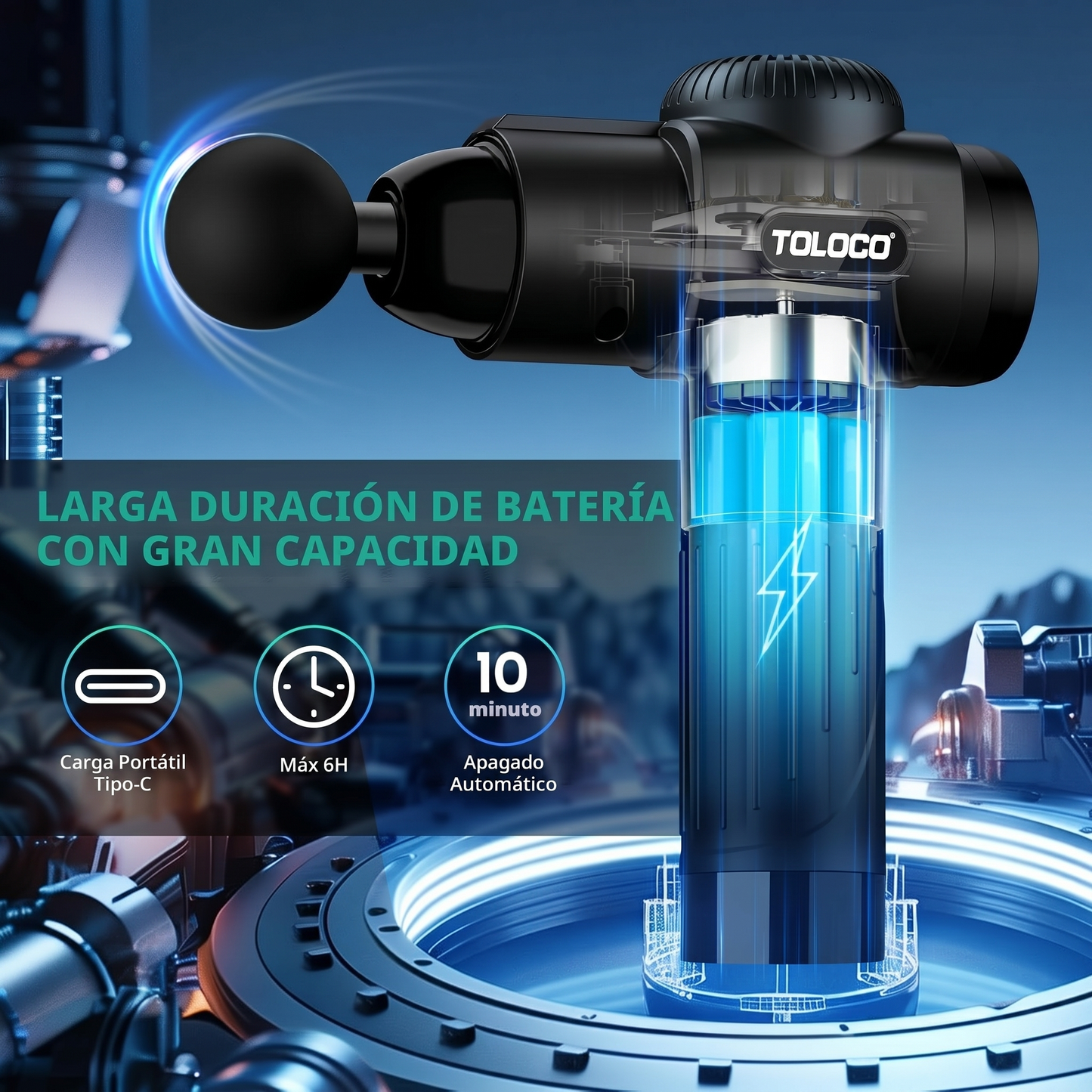 Pistola de Masaje Profundo Estuche Recargable USB