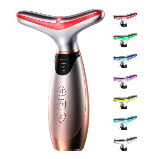 Masajeador Facial y Cuello LED 7 Colores Antiarrugas Reafirmante