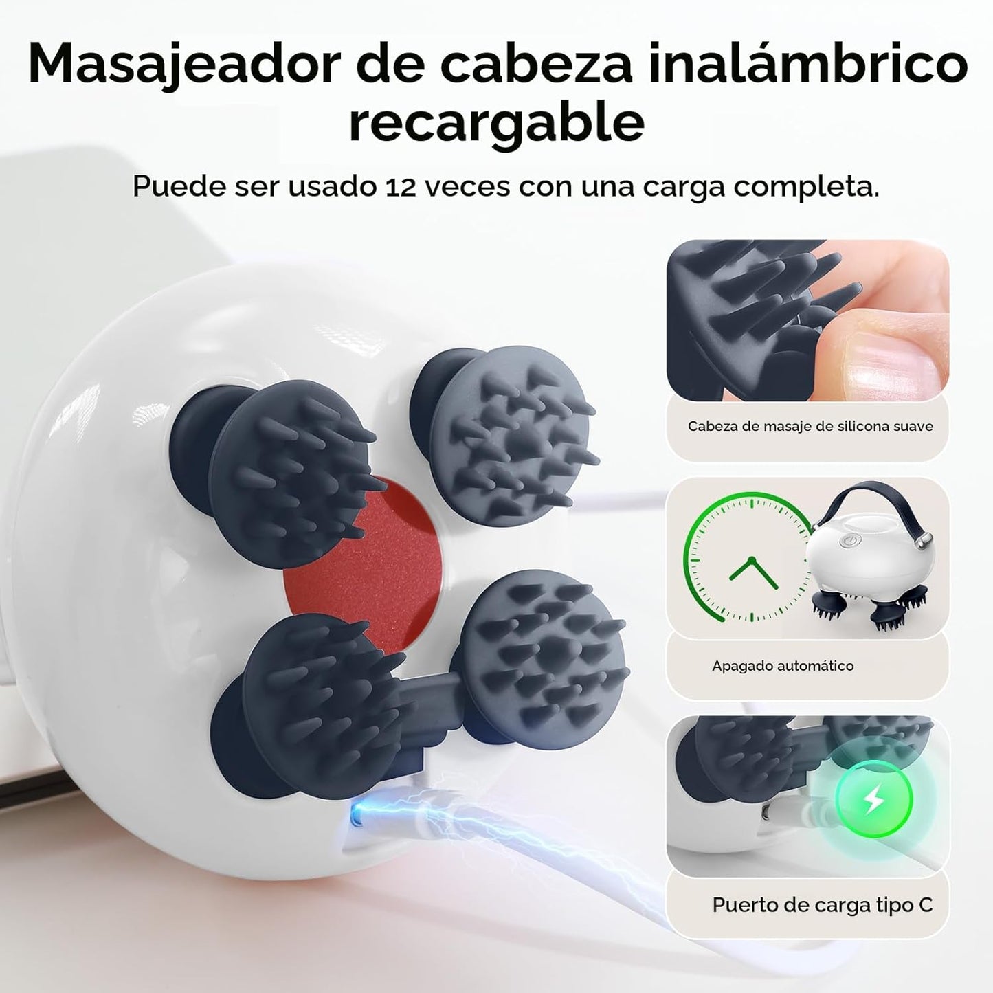 Masajeador Eléctrico de Cabello Alivia Migrañas y Estrés